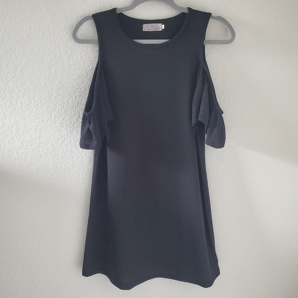 Baluoke black mini cold shoulder dress